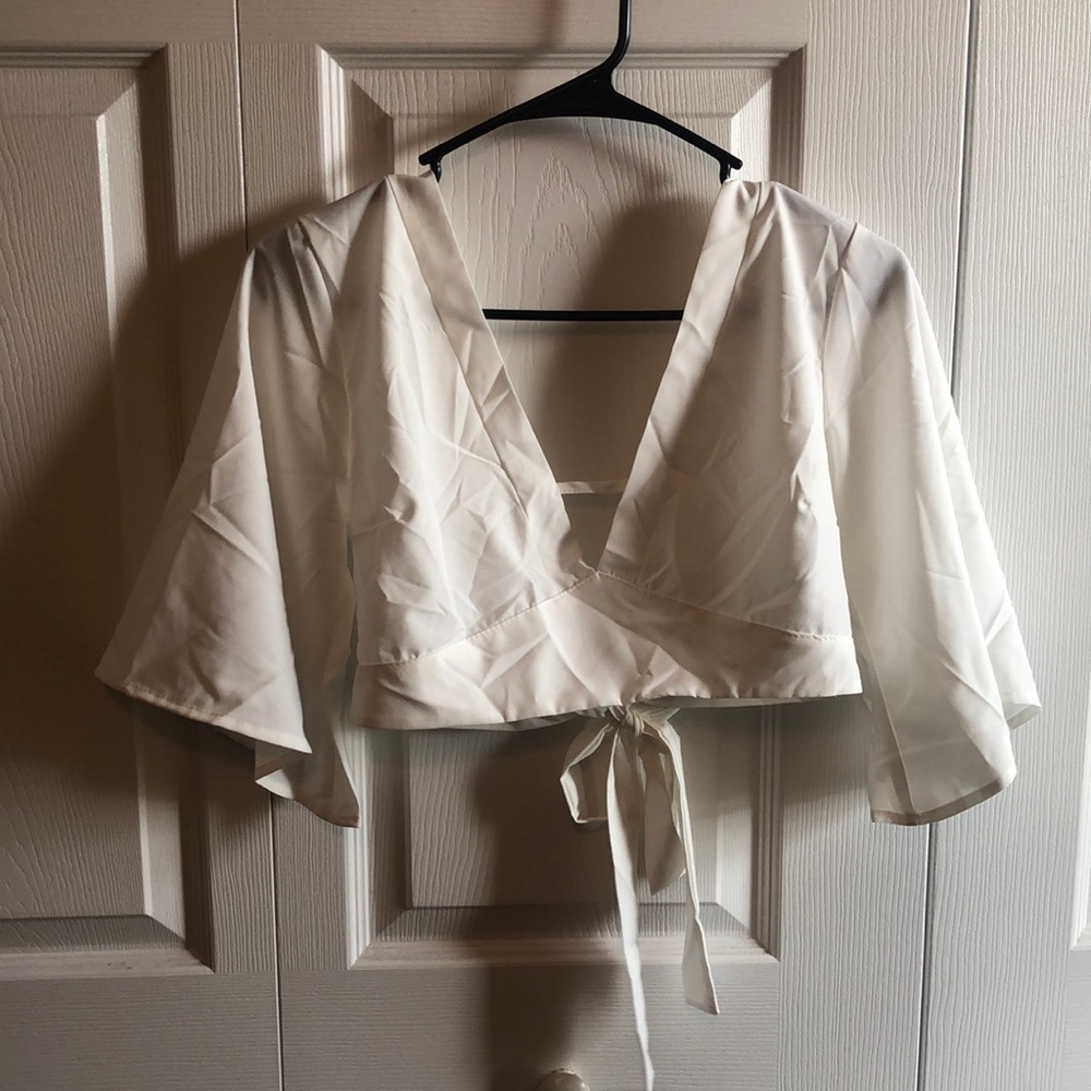 White boho crop top